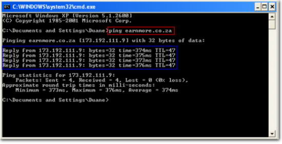 Finding the IP Address using MS-DOS